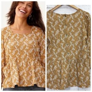 Matilda Jane Ditsy Floral Peplum Women’s Top Size Small Button Back​​​​​​